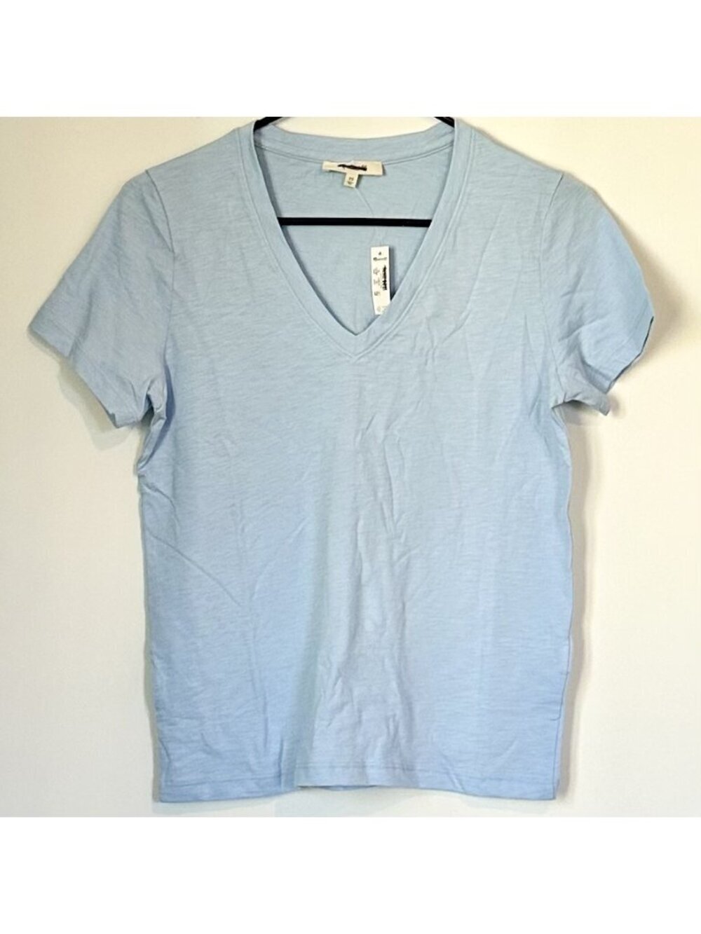 NWT Madewell Light Blue Slub Perfect V-Neck Tee - Size: Extra Small